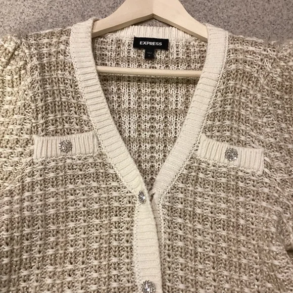 Express Puff Sleeve Novelty Sweater Jacket - Picture 6 of 11